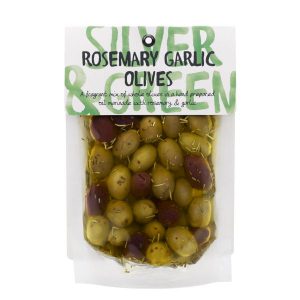 Silver & Green Rosemary Garlic Whole Olives