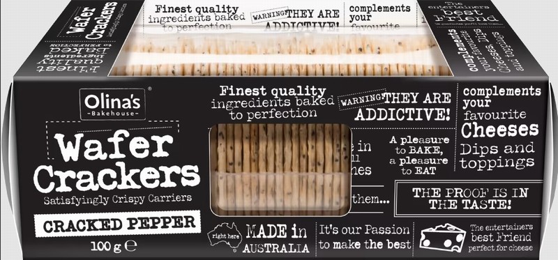 Olina's Bakehouse Wafer Crackers Cracked Pepper